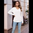 thumbnail image 4 of Camisas de Larga para Mujer, Cuello en V, Blusas Casuales, Sueltas, Elegantes, Básicas, Moda de Otoño, Conjuntos de Moda, Ropa de Invierno M, 4 of 8