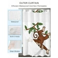 thumbnail image 2 of No Hook Cloth Fabric Shower Curtain with Snap in Liner, Brown Cute Monkey Waterproof Shower Curtains Set with See Through Top Window, Playing Funny Animal on Branch Bath Curtains Shower 54"x78", 2 of 6