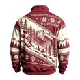 thumbnail image 4 of Men's Quarter Zip Mock Neck Sweatshirt Western Bear Print Long Sleeve Pullover Casual Outdoor Hunting Top Warm Athletic Sweatshirt Wine L, 4 of 4