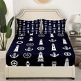thumbnail image 3 of Erosebridal Ocean Anchor Lighthouse Sheet Set Twin,Nautical Theme Bedding Sets Twin Size,Breathable Bed Sheets Twin,Marine Decor,3pcs, 3 of 7