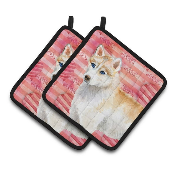 Siberian Husky Love Pair of Pot Holders
