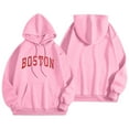 thumbnail image 4 of Hoodies for Women Crewneck Loose Fit Holiday Tops Boston Print Long Sleeve Fall Basic Sweatshirts, 4 of 4