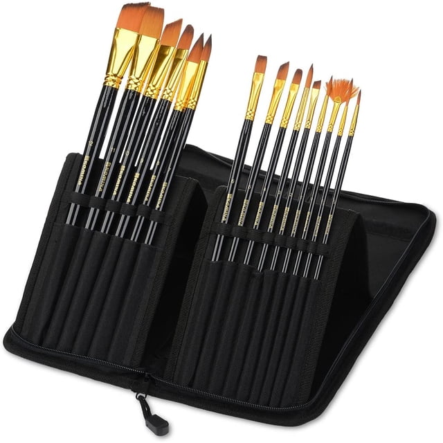 Nvzi Juego de 15 pinceles para pintura acrílica: los mejores pinceles para pintura al óleo, juego de pinceles para artistas, pinceles para pintura artística, pinceles para pintar