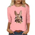 thumbnail image 1 of YanHoo Hauts pour Femmes Manches 3/4 Col Rond Imprimé de Pâques T-Shirt Décontracté Lapin de Pâques Joyeux Hauts de Printemps Amusants T-Shirts Graphiques Œufs de Pâques Mignons Cadeaux de Pâques pour Femmes, 1 of 5