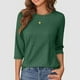 thumbnail image 2 of Camiseta de manga tres cuartos cómoda y casual de cuello redondo para mujer, 2 of 6