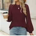 thumbnail image 2 of AELand Women's Long Sleeve Shirts Crew Neck Lace Tops 2025 Spring Fashion Clothes Knitted Y2k Blouses, 2 of 7