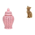 thumbnail image 1 of Tarro de cerámica para jengibre,Jarrón de cerámica con jengibre y arreglo floral,Jarrón decorativo de porcelana con tapa,Figura de escritorio,Estatua de gato,linda, 1 of 8