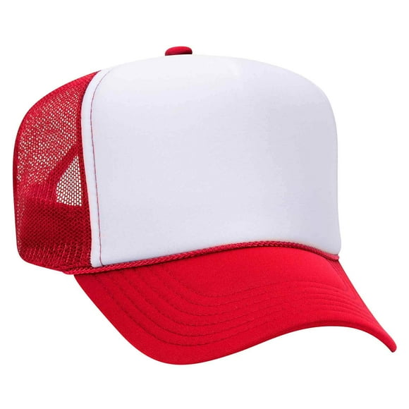 OTTO Cap 5 Panel High Crown Mesh Back Trucker Hat Polyester Foam Front