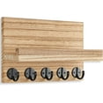 thumbnail image 2 of Key Holder for Wall, Decorative Key and Mail Holder with Shelf Has Large Hooks for Bags, Coats, Umbrella – Paulownia Wood Key Hanger with Mounting Hardware (9.8”W x 6.7”H x 4.2”D), 2 of 7