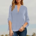thumbnail image 7 of Htigea Womens Summer 3/4 Sleeve Tops Casual V Neck T Shirts Fashion Loose Fit Basic Tunic Tees Gray,2XL, 7 of 7