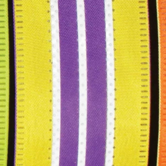The Ribbon People Yellow and Purple Wired Craft Ribbon with Stripes 1.5" x 40 Yards