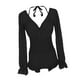 thumbnail image 4 of Traje de baño de una pieza para mujer, traje de baño de playa, monokini de encaje con escote en V profundo Negro, 4 of 9