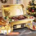 thumbnail image 6 of Dish Buffet Set 6 Pack, 9QT Stainless Steel Chafing Dishes for Buffet, Chafers and Buffet Warmers Sets for Parties, Wedding, Camping, Dinner, Events, 6 of 10