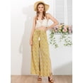 thumbnail image 3 of INSPIRE CHIC Pantalones de pierna ancha con cordón y borlas en la cintura elástica con abertura alta boho para mujer Amarillo XL, 3 of 6