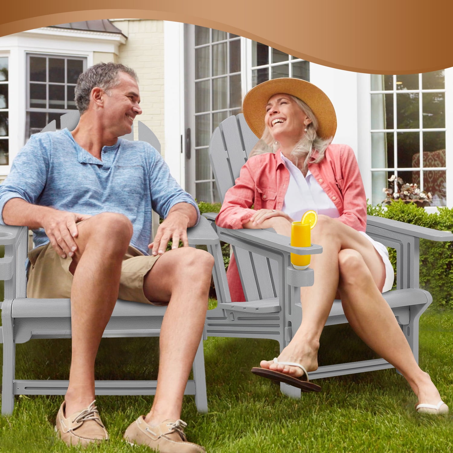 ENFIRE Adirondack Chair HDPE – Weather-Resistant, Tool-Free 5-Minute Assembly for Patio, Fire Pit, or Lawn Gray