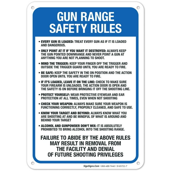 Gun Range Safety Rules Sign, (SI-65721)