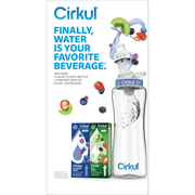 Cirkul 32oz Plastic Starter Kit with Navy Blue Lid, 2 Flavor Cartridges (Blueberry Grape & Kiwi Berry)