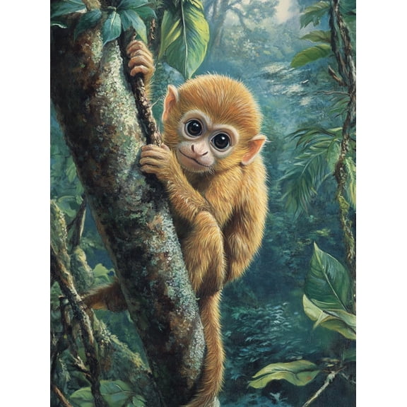 DIY Monkey Diamond Painting 12x16 Inch, Full Round Drill Kits Mosaic Art for Adults Relax & Home Wall Decor Festival Gift 1104