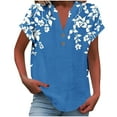 thumbnail image 1 of Vestidos Casuales Para Mujer, Blusas De Mujer De Moda Camiseta informal de manga corta con cuello en V y botones para mujer, 1 of 5