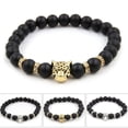 thumbnail image 1 of Men Bracelet Natural Stone Beads Leopard Head Handmade Bangle Bracelet Jewelry, 1 of 6