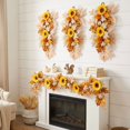 thumbnail image 3 of 3PCS Fall Harvest Sunflower Teardrop Swag Autumn Maple Leaves Pumpkin Door Hanging Thanksgiving Floral Wreath Wall Swag Decor, 3 of 5