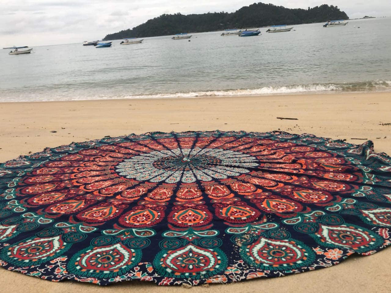 Mandala Round Roundie Beach Throw Picnic Yoga Mat Rug Tapestry Decor Table Cloth 