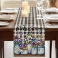 thumbnail image 3 of Table Runners 72 Inches Long Dress Scarves, Hello Spring Farmhouse Kitchen/Dining Table Runner, Coffee Tablerunners, Pastoral Purple Bottle Floral Black White Plaid 13x72 Inch, 3 of 9
