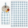 thumbnail image 2 of Celebrate Fall Together Pumpkin Leaves Tie Top Blue Plaid Kitchen Terry Towels, 2 of 3