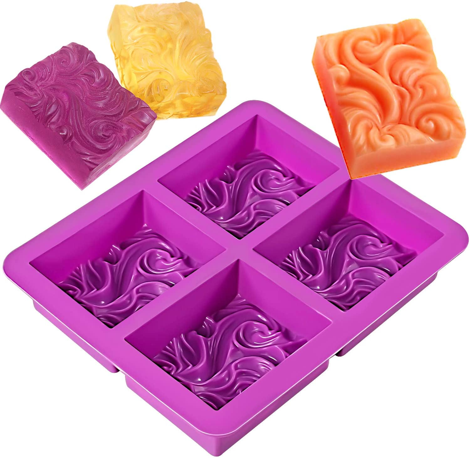 3D Ocean Wave Soap Mold, 4cavity Soft Silicone Molds for DIY