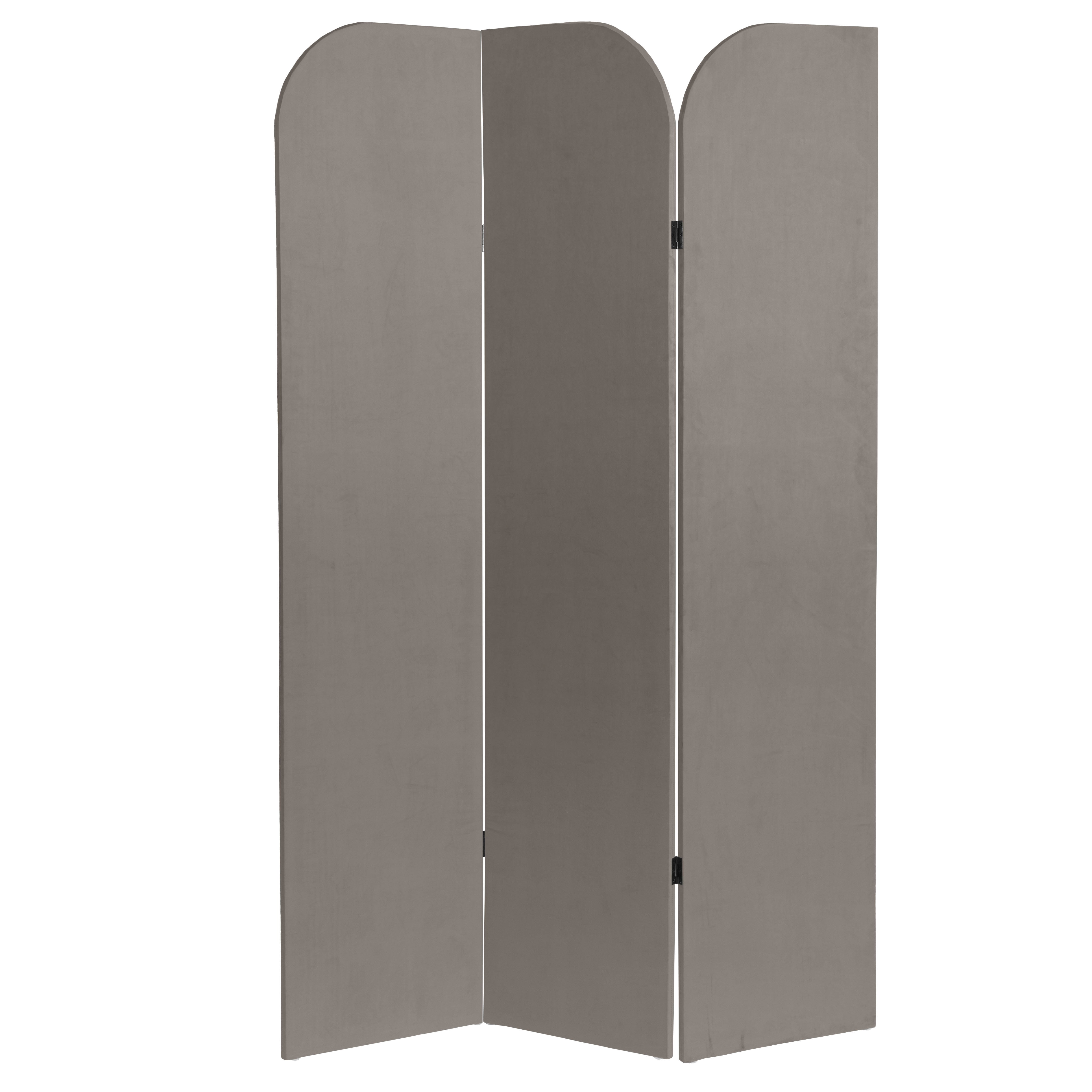 6 ft. Modern Arch Velvet Room Divider Charcoal 3 Panel