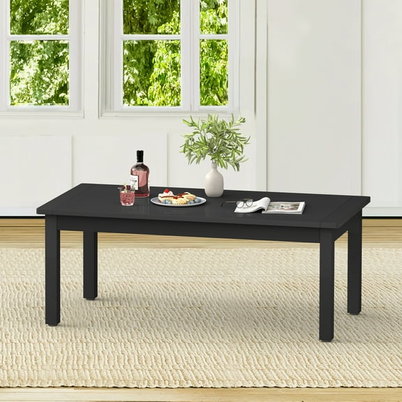LUE BONA 42''Lx18''H Patio Coffee Table,HDPS Rectangle Outdoor Coffee Table,Black