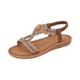 thumbnail image 3 of Willtoo Women's T-Strap Beaded Flower Rhinestone Flat Sandals,Summer Fashion Women Open Toe Butterfly Flat Sandals Dress Ankle Elastic Strap Sparkling Jeweled Bohemian Beach Shoes, 3 of 5