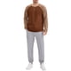 thumbnail image 2 of Camiseta de manga larga para hombre, color bloque, casual, tipo raglán, L, marrón, caqui, 2 of 6