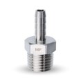 thumbnail image 1 of MAACFLOW Manguera de acero inoxidable con púas de 3/16 pulgadas de identificación de manguera a 1/4 pulgadas macho NPT (rosca OD 0,45 pulgadas) conector adaptador (paquete de 1), 1 of 5
