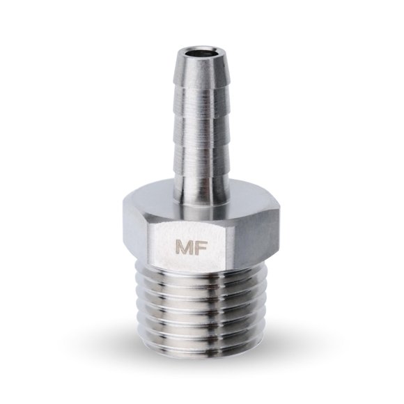 MAACFLOW Manguera de acero inoxidable con púas de 3/16 pulgadas de identificación de manguera a 1/4 pulgadas macho NPT (rosca OD 0,45 pulgadas) conector adaptador (paquete de 1)