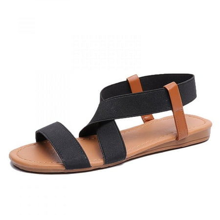 

Homedles Sandals Women- Open toe Casual Comfortable Gift for Women Flat Summer Gladiator Sandals Black 41