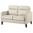 thumbnail image 3 of Pemberly Row Faux Leather Upholstered Track Arm Loveseat Ivory, 3 of 11