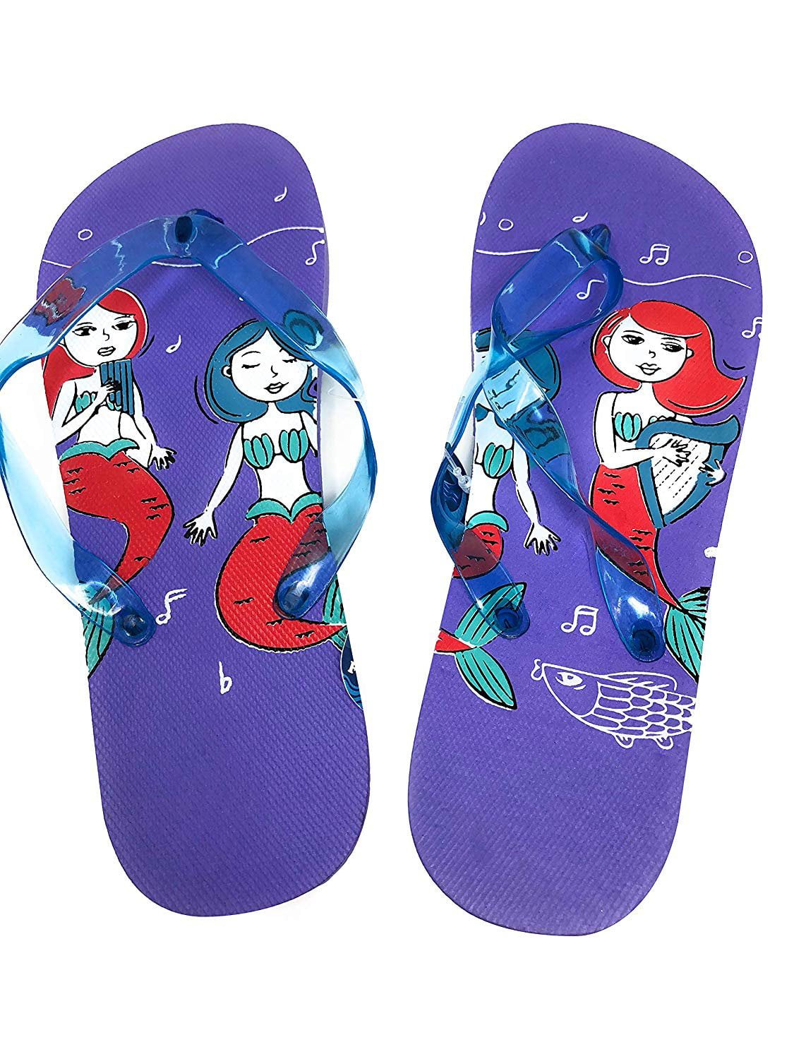Jelly Thong Style Mermaid Themed Flip Flop Sandals for Young Girls Kids