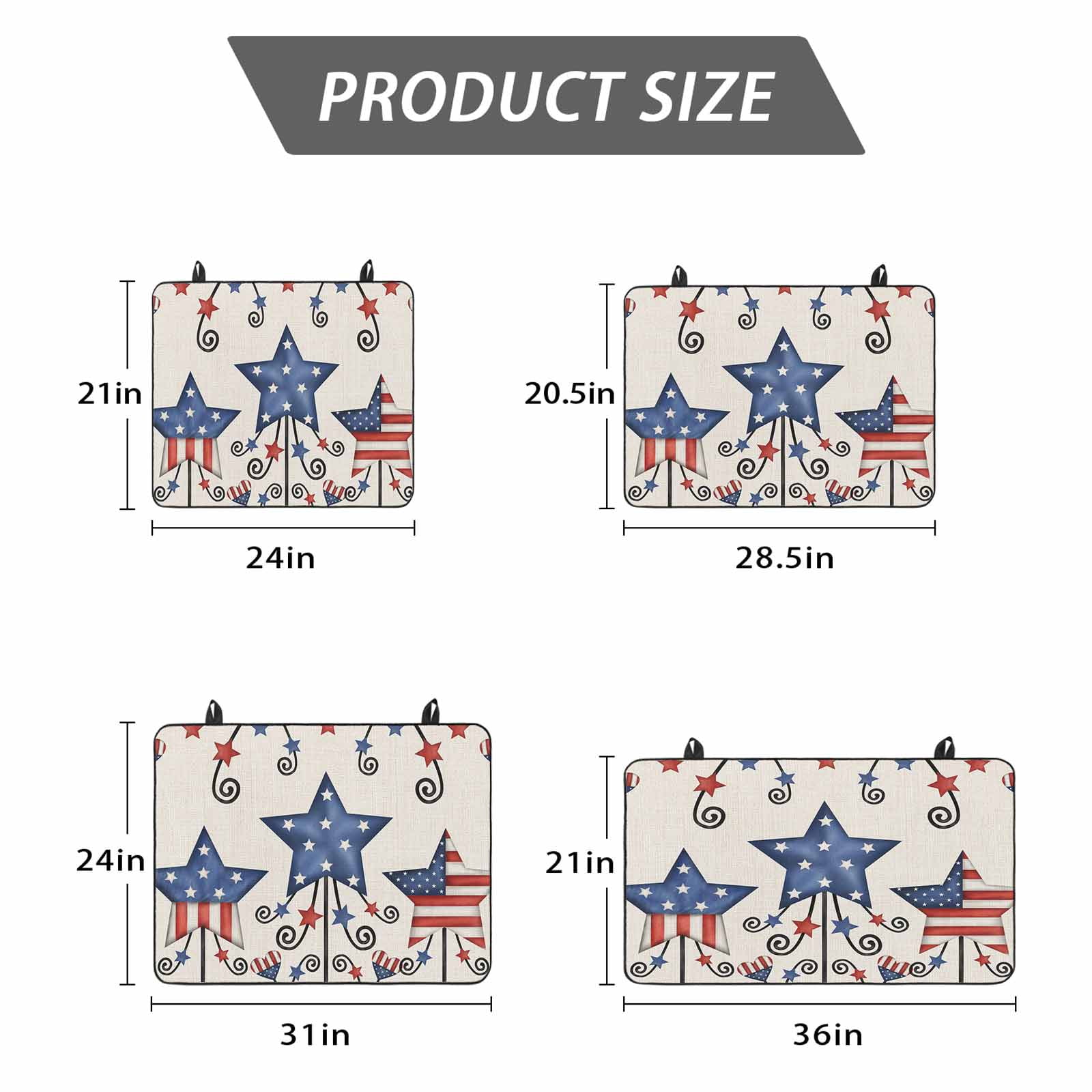 4th of July Stove Top Cover for Electric Stove, Heat-proof & Non Slip Glass Top Stove Cover Protector, Blue Red Star Rustic Independence Day Kitchen Flat Cooktop Rubber Mat 24x21 Inches