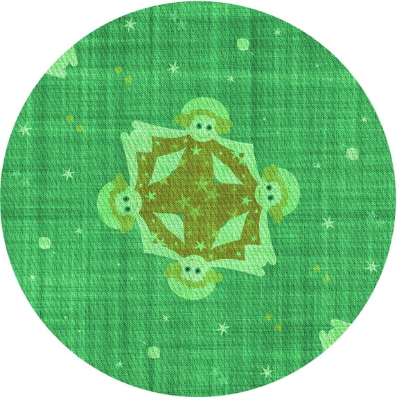 Ahgly Company Indoor Round Patterned Neon Green Area Rugs, 4' Round