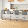 thumbnail image 2 of Gymax Ensemble de 4 Tabourets de Bar Pivotants Réglables Hauteur Comptoir Chaise de Bar Cuir PU Gris, 2 of 7