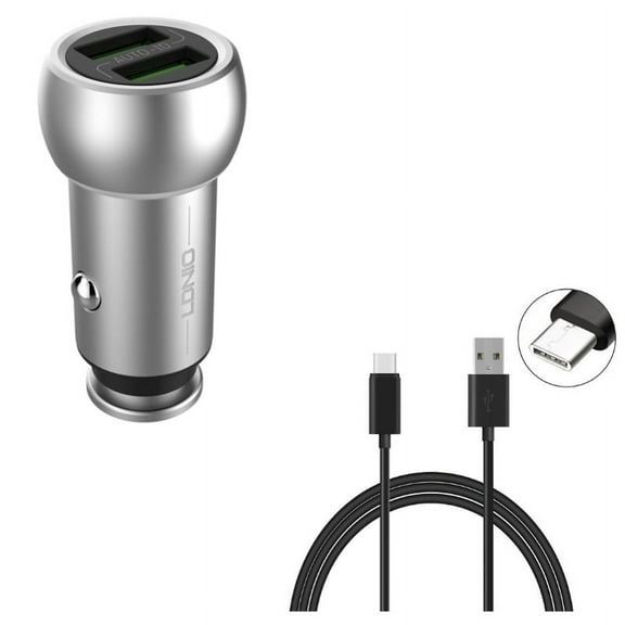 Type-C 10ft USB Cable w 3.6A Car Charger for Samsung Galaxy A72 5G/A52 5G/A42 5G/A32 5G/A12 5G - Charger Cord Power Wire, 2-Port USB Power P6P Compatible With Galaxy A72 5G/A52 5G/A42 5G/A32 5G/A12 5G