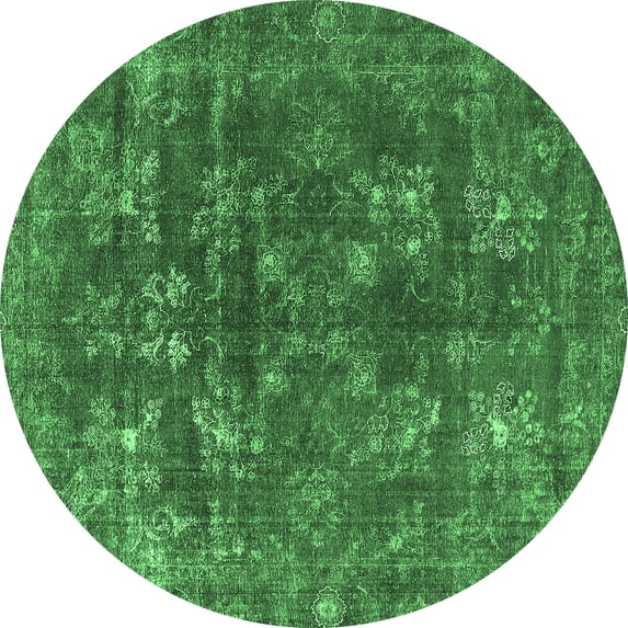 Ahgly Company Indoor Round Oriental Emerald Green Industrial Area Rugs, 5' Round