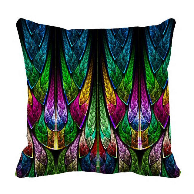 Funda de Almohada ABPHQTO Estampado Fractal Estilo Vidrieras 45x45 cm