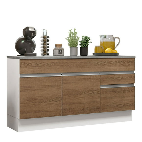 Mueble Tarja Madesa Glamy 150 cm 2 cajones 2 puertas (con encimera) Blanco/Marrón Madesa G24153GLCTFF