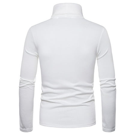 Men's Plain Casual Half-Collar Shirts Long Sleeve Slim-Fit Bottoming ...