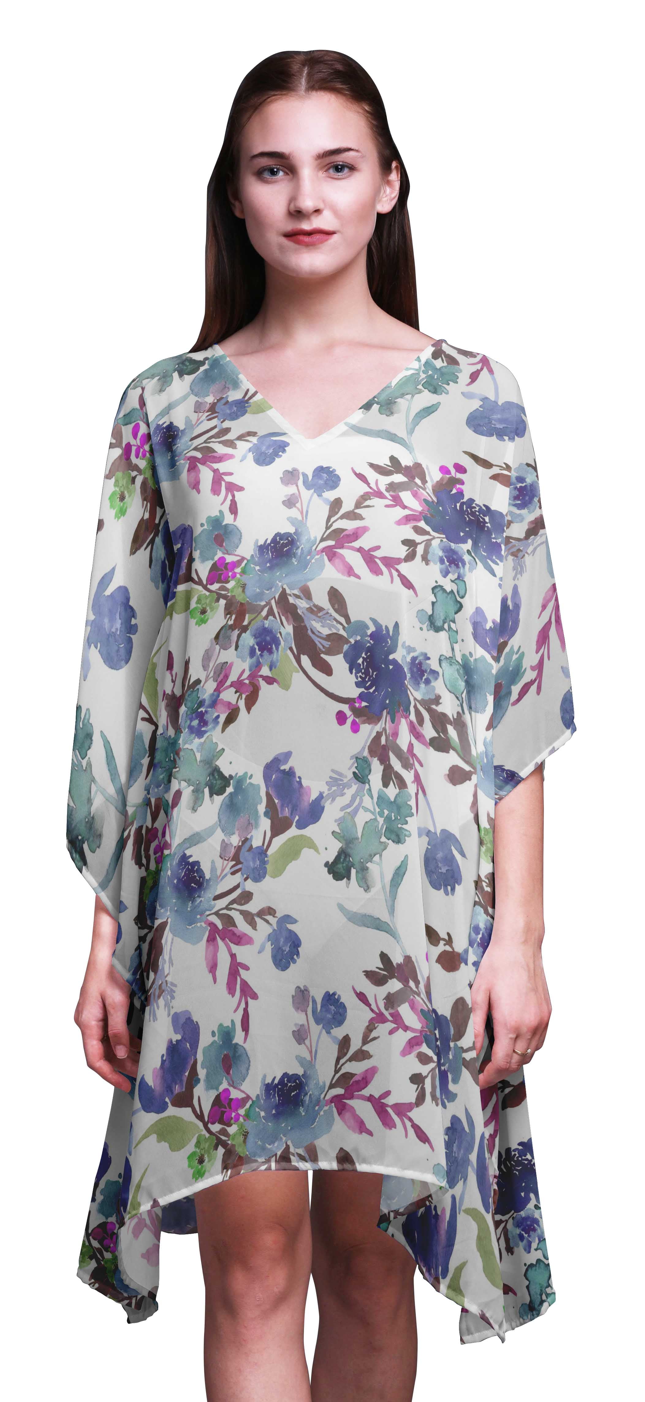 Bimba Watercolor Short Caftan Midi Dress Beach Swimwear Cover up ...