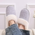 thumbnail image 3 of Litfun Fuzzy Slippers for Women Chenille Knit Fleece Slippers Memory Foam House Shoes, Grey, Size 8-9, 3 of 8