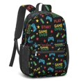 thumbnail image 2 of Game Controller Black Pattern 17" School Backpacks for Teens,Waterproof Oxford Fabric,S-Shape Padded Straps for School,Travel,Hiking,Camping, 2 of 6
