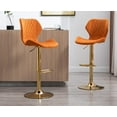 thumbnail image 3 of EALSON Velvet Bar Stools Set of 4 Counter Height Barstools with Back Swivel Bar Chairs with Gold Base Modern Adjustable Kitchen Island Stools for Home Bar/Dining Room, Orange, 3 of 14